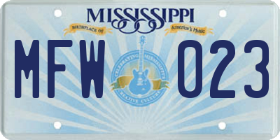 MS license plate MFW023