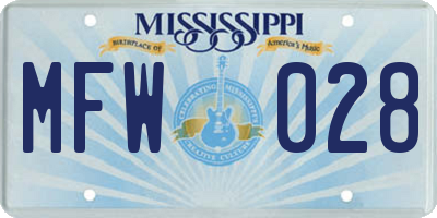 MS license plate MFW028