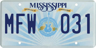 MS license plate MFW031