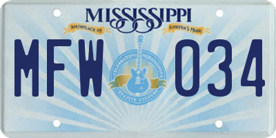 MS license plate MFW034