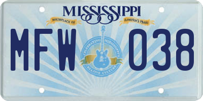 MS license plate MFW038