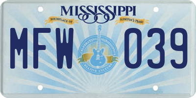 MS license plate MFW039