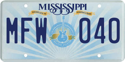 MS license plate MFW040