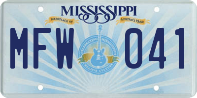 MS license plate MFW041