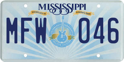 MS license plate MFW046