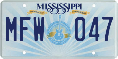 MS license plate MFW047