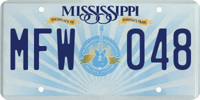 MS license plate MFW048