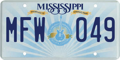 MS license plate MFW049