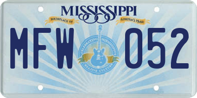 MS license plate MFW052