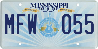 MS license plate MFW055