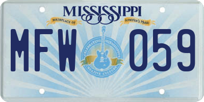 MS license plate MFW059