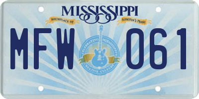 MS license plate MFW061