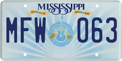 MS license plate MFW063