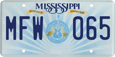 MS license plate MFW065