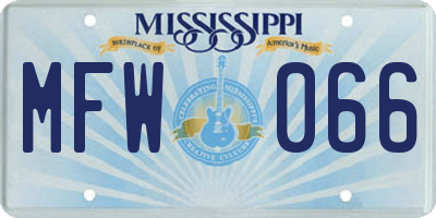 MS license plate MFW066