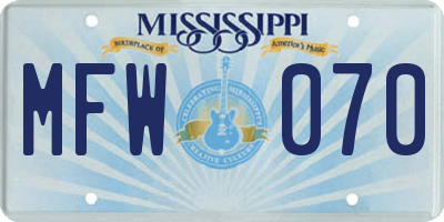 MS license plate MFW070