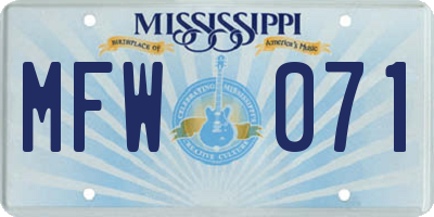 MS license plate MFW071
