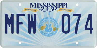 MS license plate MFW074