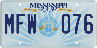 MS license plate MFW076