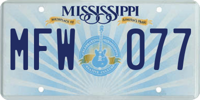 MS license plate MFW077