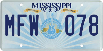 MS license plate MFW078