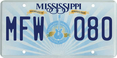 MS license plate MFW080