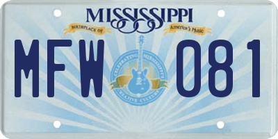 MS license plate MFW081