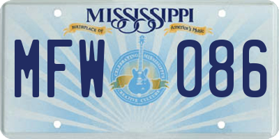 MS license plate MFW086