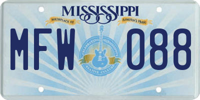 MS license plate MFW088