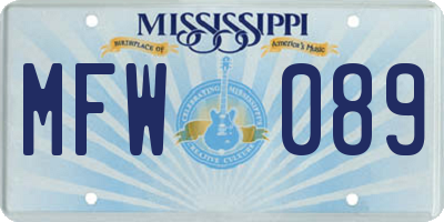 MS license plate MFW089