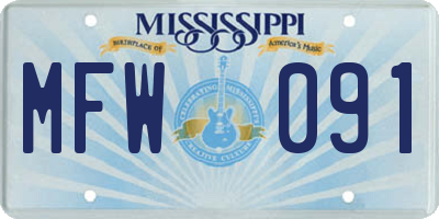 MS license plate MFW091