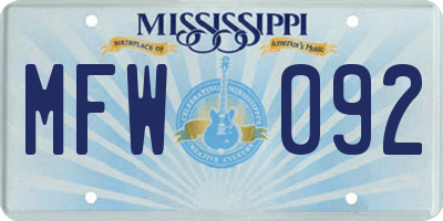 MS license plate MFW092