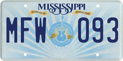 MS license plate MFW093