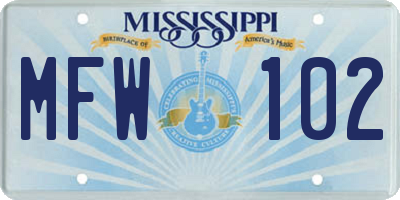 MS license plate MFW102
