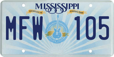 MS license plate MFW105