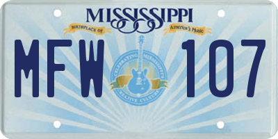 MS license plate MFW107