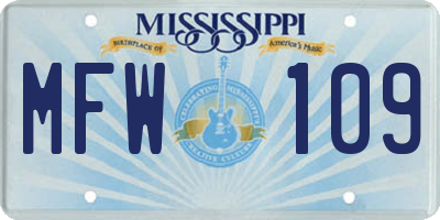 MS license plate MFW109