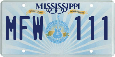 MS license plate MFW111