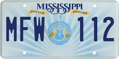 MS license plate MFW112
