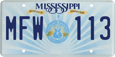 MS license plate MFW113
