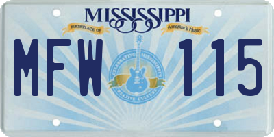 MS license plate MFW115