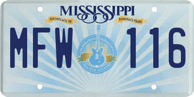 MS license plate MFW116