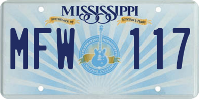 MS license plate MFW117