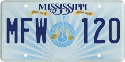 MS license plate MFW120