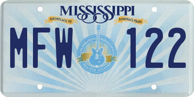 MS license plate MFW122