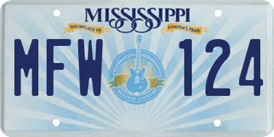 MS license plate MFW124