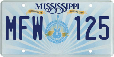 MS license plate MFW125