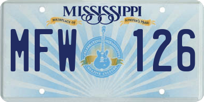 MS license plate MFW126