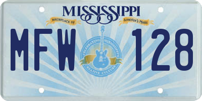 MS license plate MFW128
