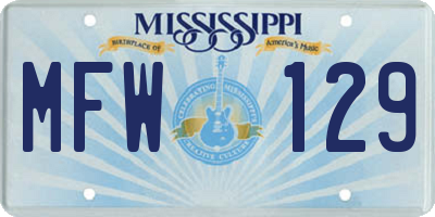 MS license plate MFW129